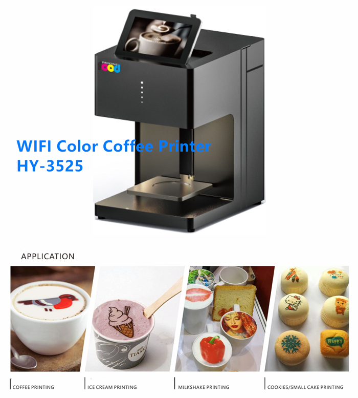 sinojoinsun WIFI color coffee printer prints cake, cookie, beer, ice cream
