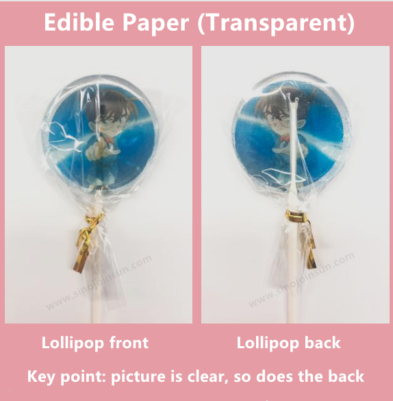 Sinojoinsun transparenet edible paper to be made into lollipop