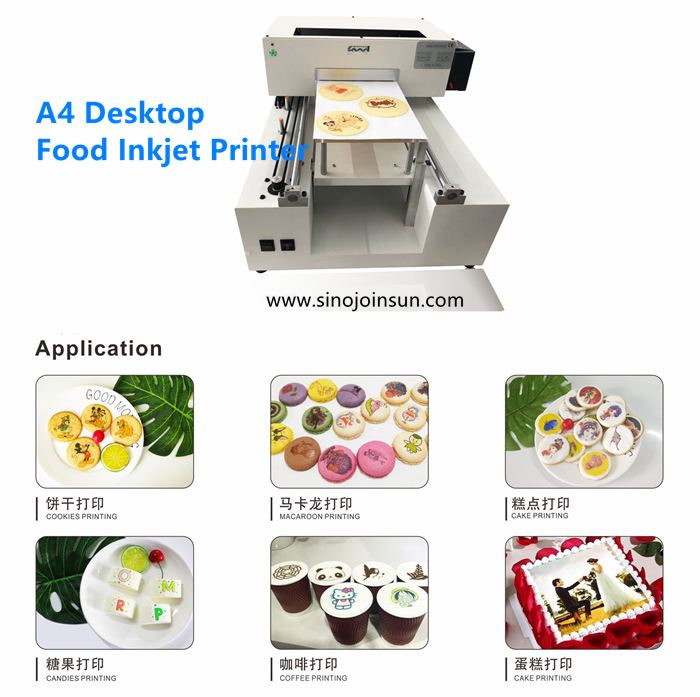 _sinojoinsun A4 food Inkkjet printer prints cake, cookie, beer, ice cream