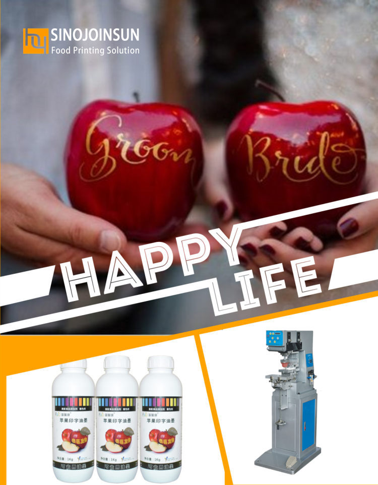 wedding customized apple printed with edible ink, fruit printer; Sinojoinsun