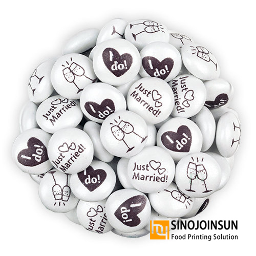 wedding candies printed with Sinojoinsun™ edible ink, candy printer, food printer.