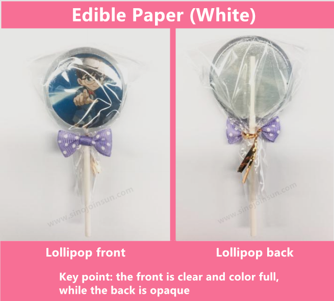Sinojoinsun white edible paper to be made into lollipop